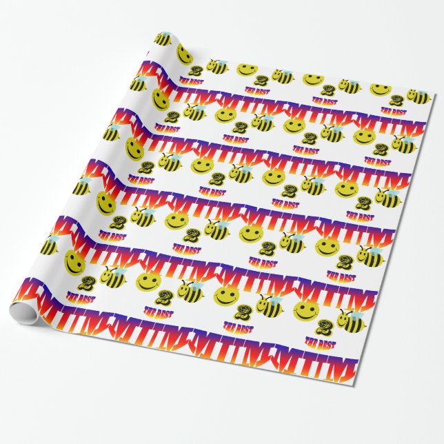 happy,2 bee the best mum wrapping paper (Unrolled)
