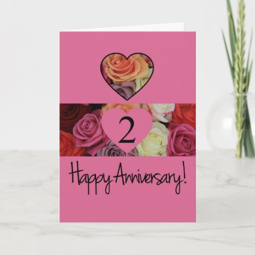 Happy 2nd Anniversary roses  Card