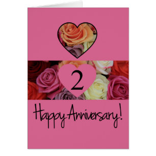 Happy 2nd Anniversary roses Cards