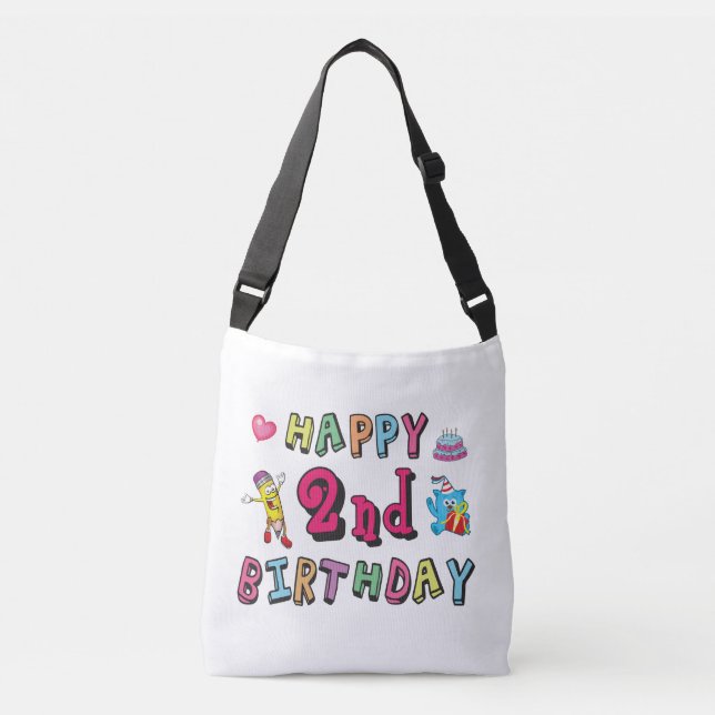 Happy 2nd Birthday. 2 year b-day. Crossbody Bag (Front)