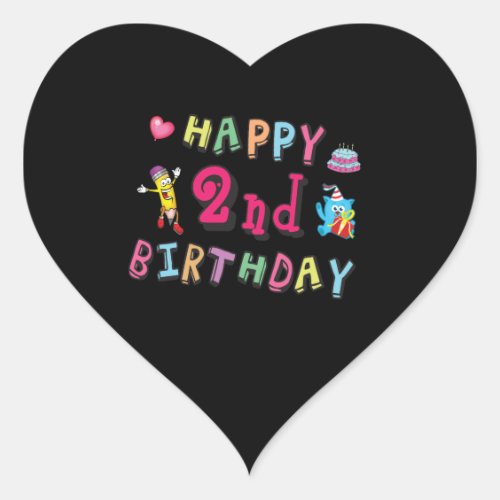 Happy 2nd Birthday 2 year b_day Heart Sticker