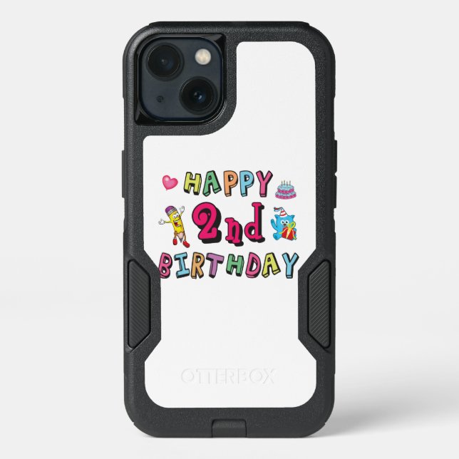 Happy 2nd Birthday. 2 year b-day. Otterbox iPhone Case (Back)