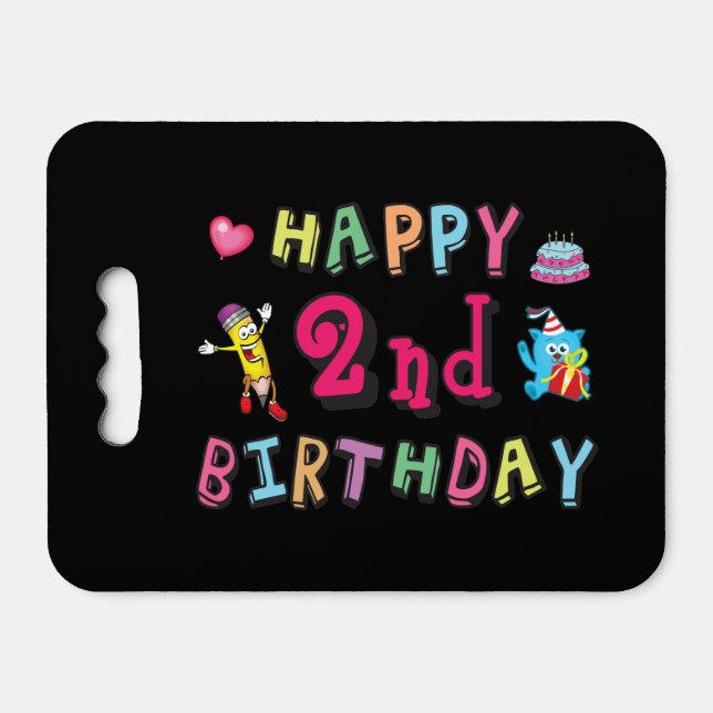 Happy 2nd Birthday. 2 year b-day. Seat Cushion (Front Horizontal)