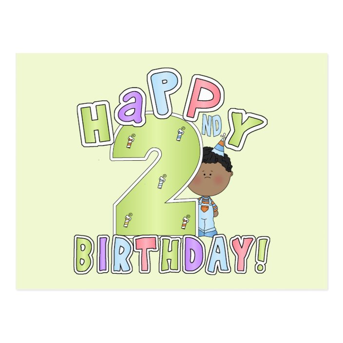 Happy 2nd Birthday African American Boy Postcard Zazzle Com