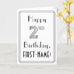 [ Thumbnail: Happy 2nd Birthday, Art Deco Style W/ Custom Name Card ]