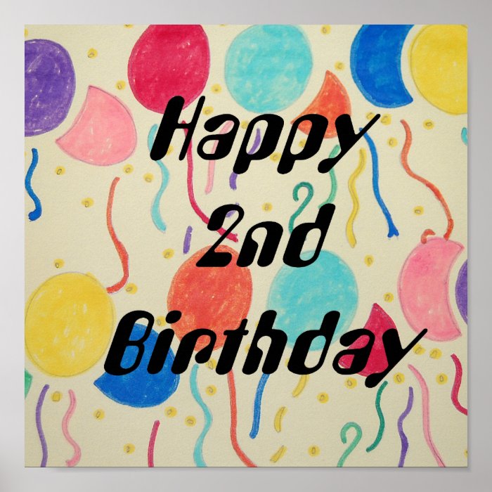 Happy 2nd Birthday Balloons And Streamers Print