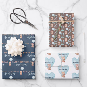 Happy 2nd Birthday Bear Wrapping Paper 