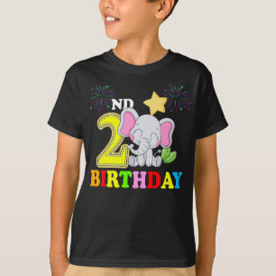 Happy 2nd Birthday Boy Baby Elephant Kid - two  T-Shirt