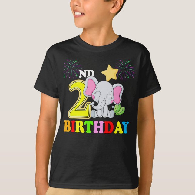 Happy 2nd Birthday Boy Baby Elephant Kid - two  T-Shirt (Front)