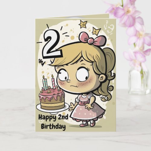 Happy 2nd Birthday Card for Girl