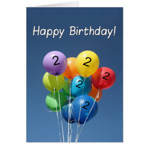 Happy 2nd Birthday Colored Balloons in a blue Sky Cards
