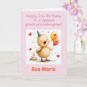 Happy 2nd Birthday Great-Granddaughter, Duckling Card
