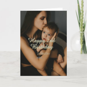 Happy 2nd birthday kids baby mother yellow gray na card
