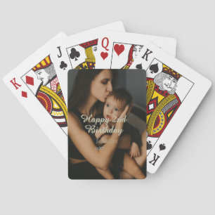 Happy 2nd birthday kids baby mother yellow gray na poker cards