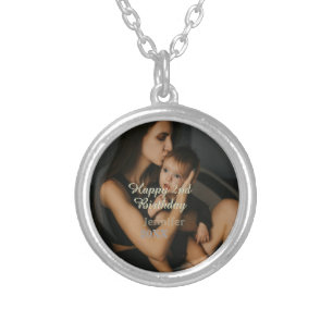 Happy 2nd birthday kids baby mother yellow gray na silver plated necklace