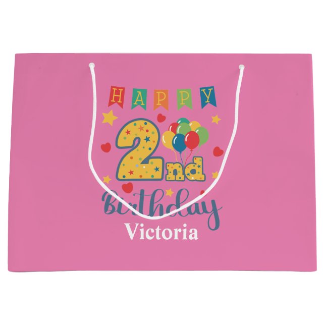 Happy 2nd Birthday Large Gift Bag (Front)