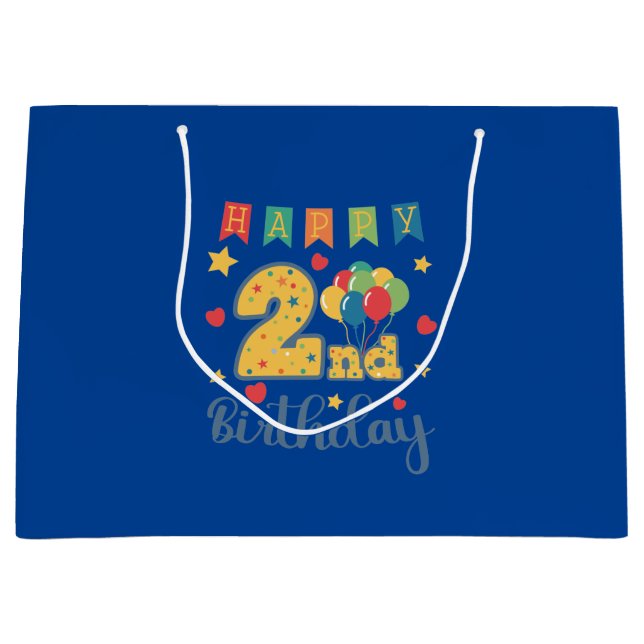 Happy 2nd Birthday Large Gift Bag (Front)