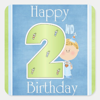 Happy 2nd Birthday Little Boy Stickers