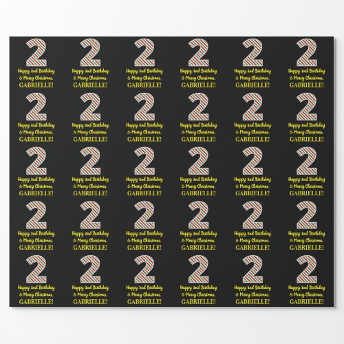 Happy 2nd Birthday  Merry Christmas Custom Name Wrapping Paper