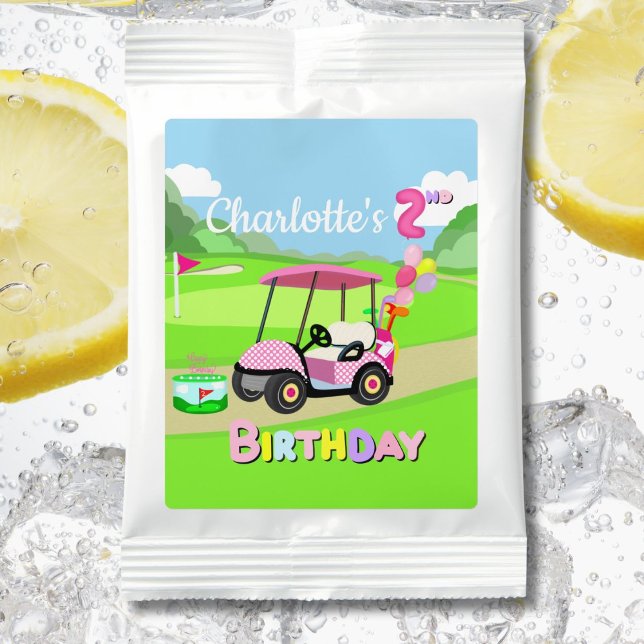 Happy 2nd Birthday Polka Dot Pink Girly Golf  Lemonade Drink Mix (Creator Uploaded)