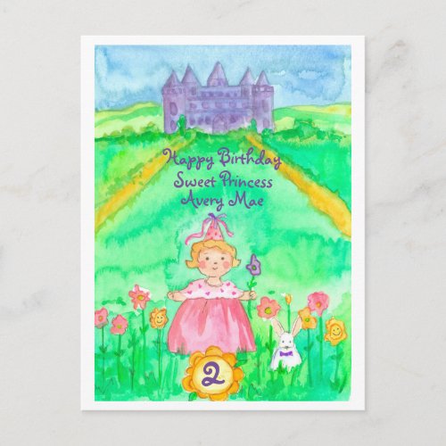 Happy 2nd Birthday Princess Castle Postcard