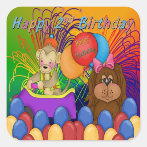 Happy 2nd Birthday Square Sticker