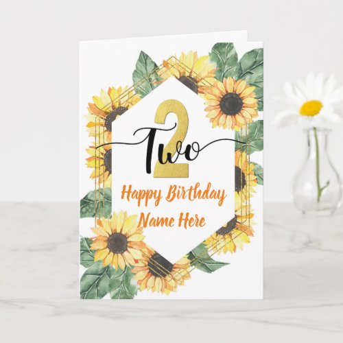 Happy 2nd Birthday Sunflower Greeting Card