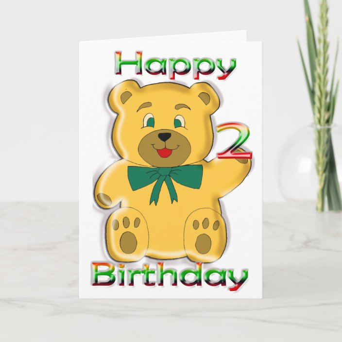 Happy 2nd Birthday Teddy Bear Card Zazzle Com