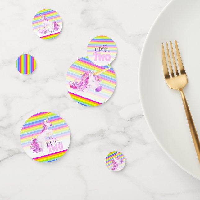 Happy 2nd birthday unicorn name paper confetti (Group)