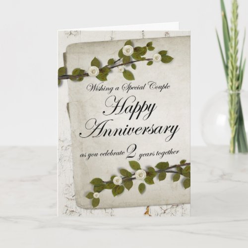 Happy 2nd Year Anniversary Floral Card