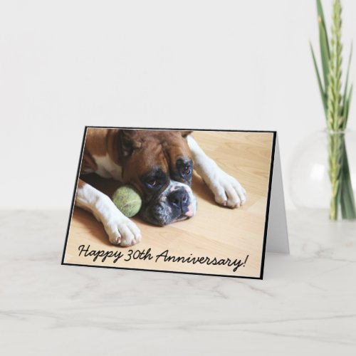 Happy 30th Anniversary boxer dog greeting card