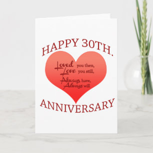 Happy 30th Anniversary Card