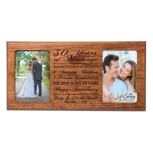Happy 30th Anniversary Cherry Double Photo Frame (Front)
