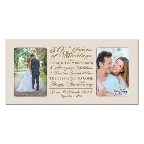 Happy 30th Anniversary Ivory Double Photo Frame