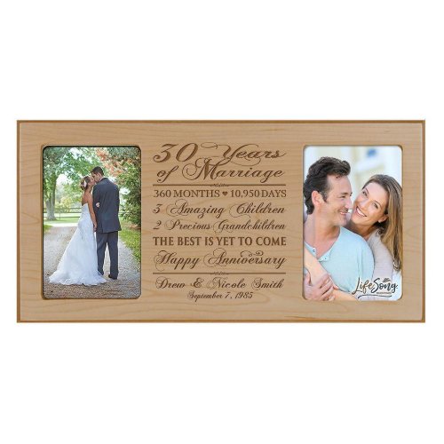 Happy 30th Anniversary Maple Double Photo Frame