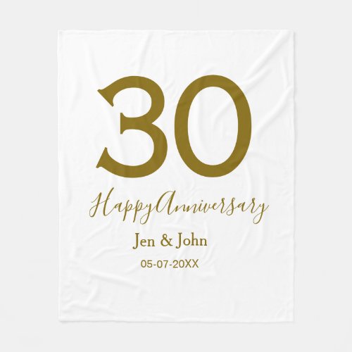 Happy 30th anniversary name date golden bold lette