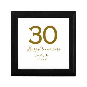 Happy 30th anniversary name date golden bold lette gift box