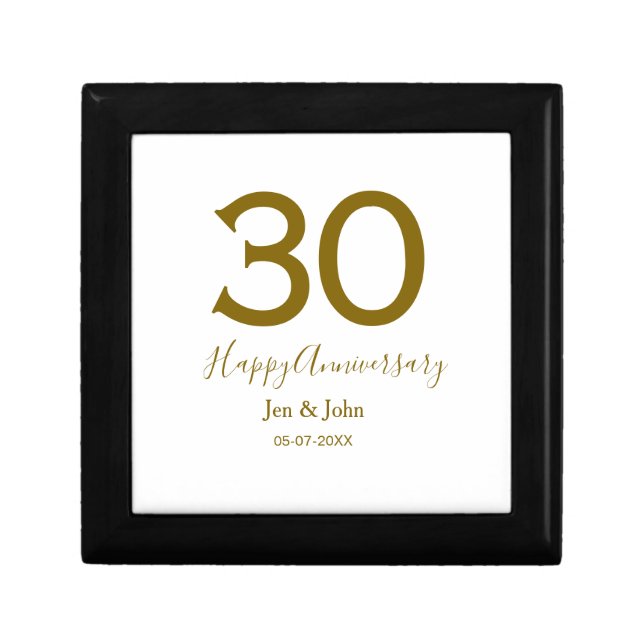 Happy 30th anniversary name date golden bold lette gift box (Front)