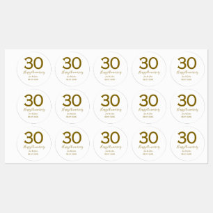 Happy 30th anniversary name date golden bold lette kids' labels
