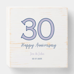 Happy 30th anniversary name date purple pastel ret wooden box sign