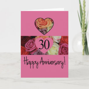 Happy 30th Anniversary roses Card