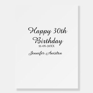 Happy 30th birthday add name date stylish simple foam board