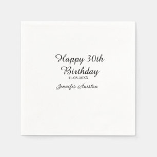 Happy 30th birthday add name date stylish simple  napkins