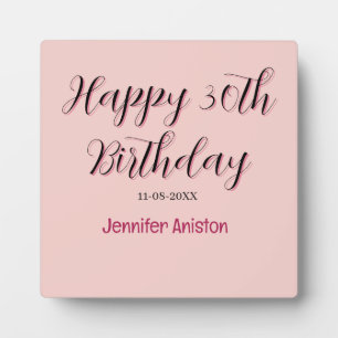 Happy 30th birthday add name date stylish simple plaque