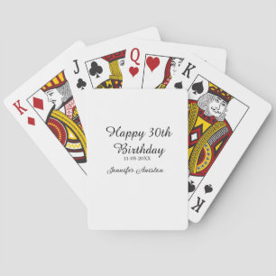 Happy 30th birthday add name date stylish simple  poker cards