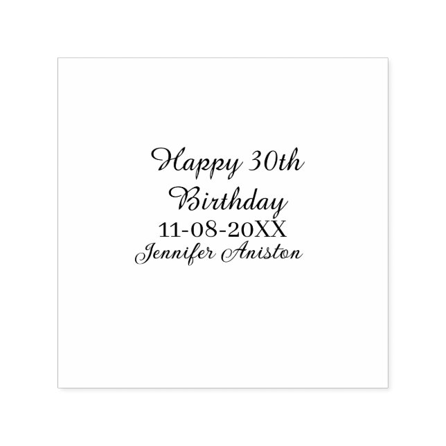 Happy 30th birthday add name date stylish simple  self-inking stamp (Design)