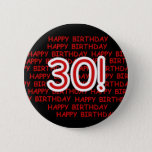 Happy 30th Birthday Button at Zazzle