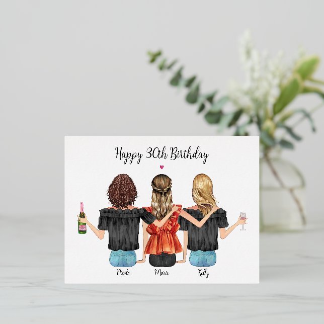 Happy 30th Birthday Card, Custom Name Postcard (Standing Front)