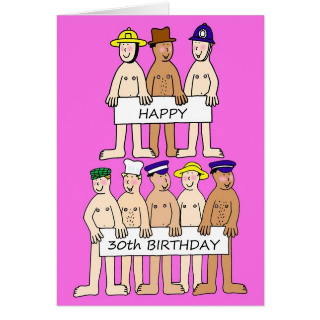 Happy 30th Birthday Cartoon Men Cards (Front)