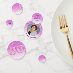 Happy 30th Birthday Chic Falling Pink Glitter Confetti